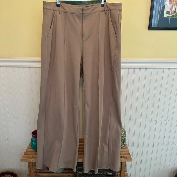 Bar III Womens Beige Wide-Leg Pants 2X Stretch Polyester Blend - Picture 2 of 10